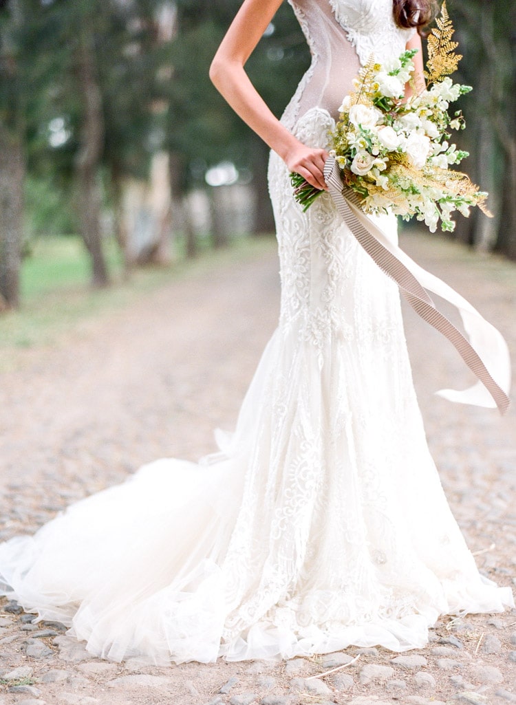 Galia Lahav wedding gown with detailed pearls and illusion paneling on the side