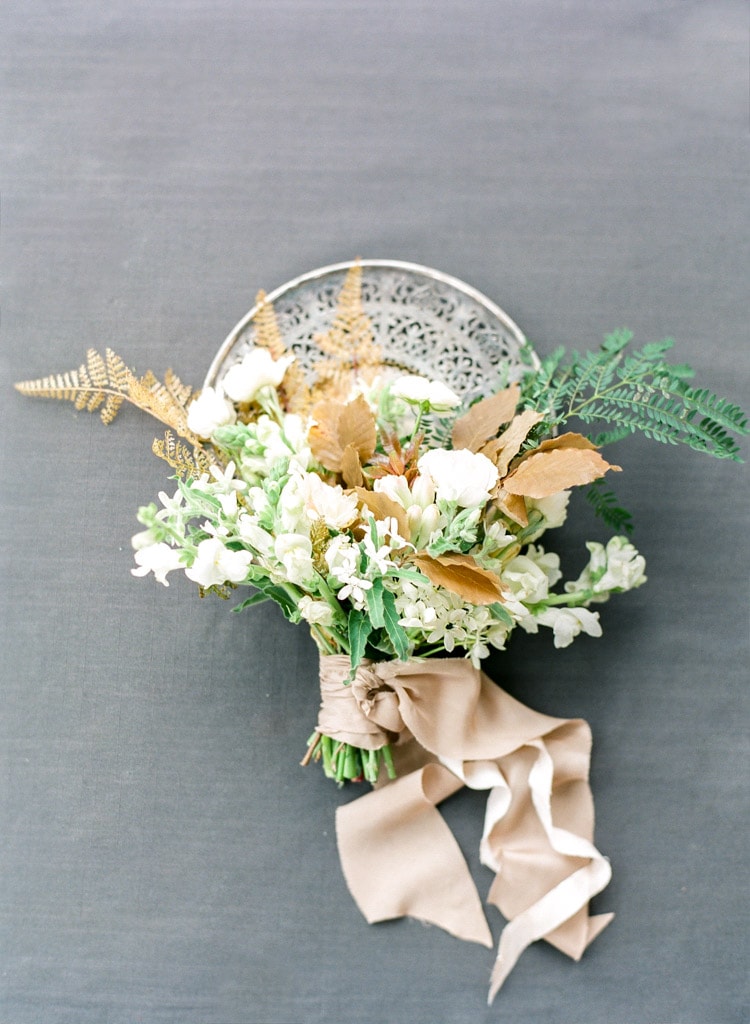 Large bouquet wrapped with fabric