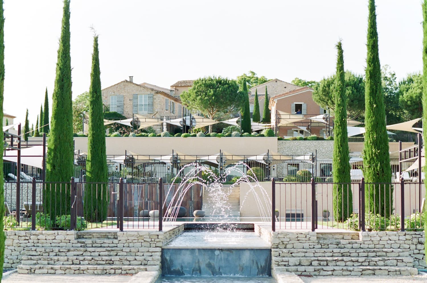 Pool area of La Coquillade in Provence
