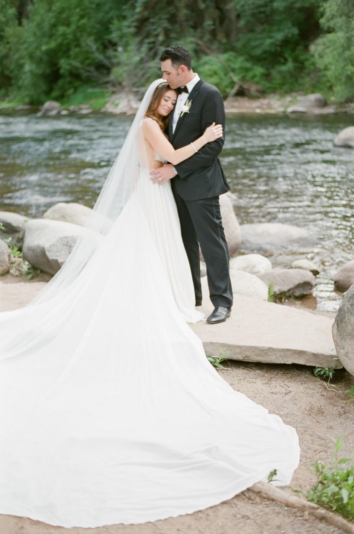 Bride in her Galia Lahav dress at The Riverfront Westin Resort and Spa in Beaver Creek