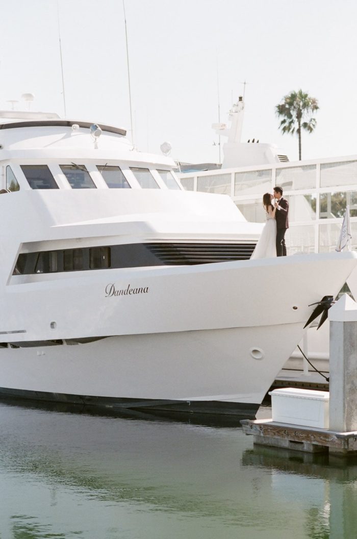 Yacht in a harbor in Santa Monica, California
