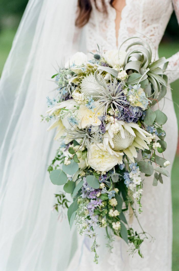 Berta bride with her wedding bouquet