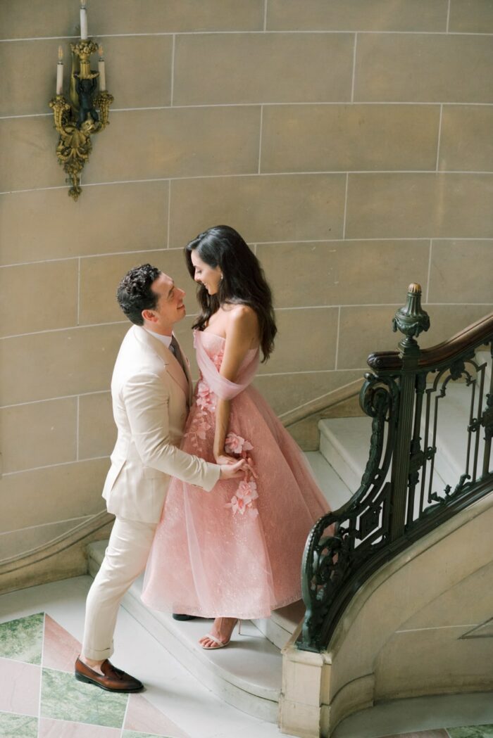 Bride and Groom embracing each other at Armour House