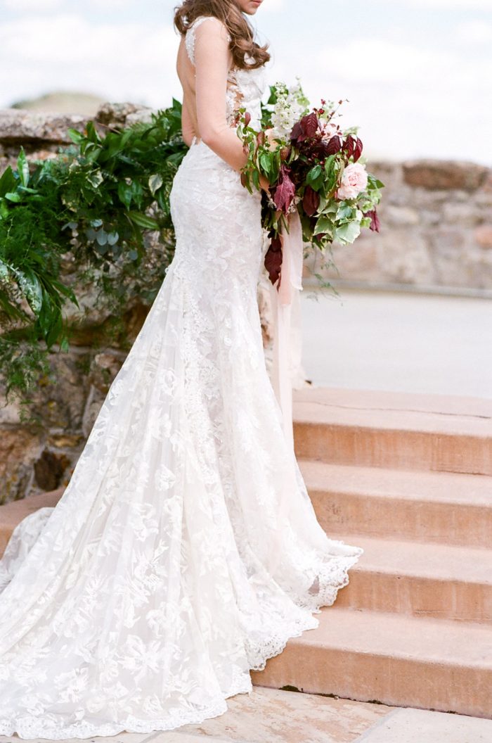 Galia Lahav dress details at Cherokee Ranch and Castle
