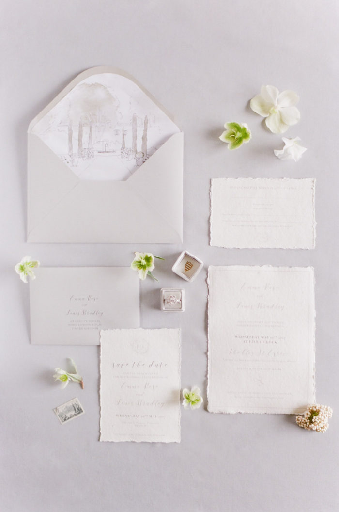 Styled invitation suite with florals in Provence