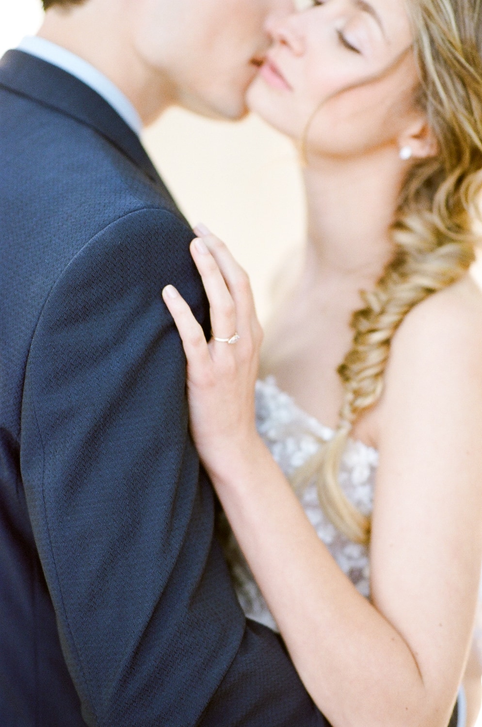 Couple kissing while on their honeymoon in Provence