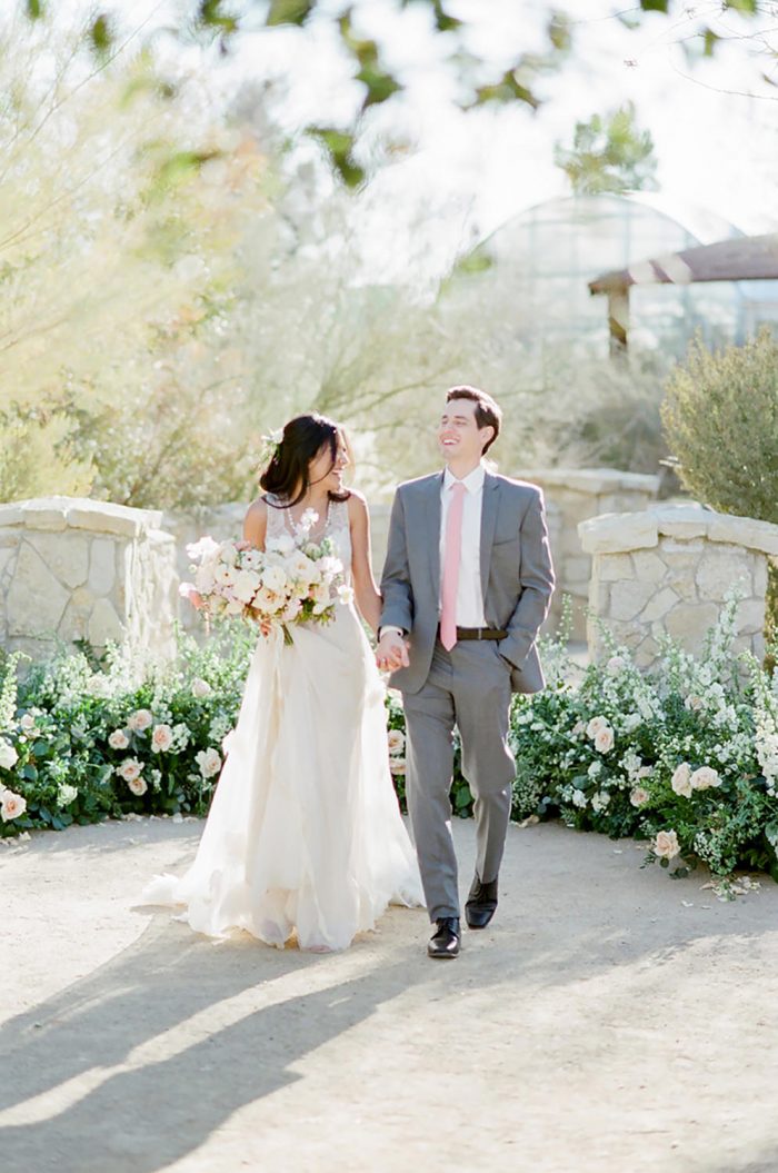 Happy just married couple at the Springs Preserve in Las Vegas