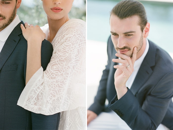 Bride and groom embracing each other during their Engagement At Domaine De Manville In Provence
