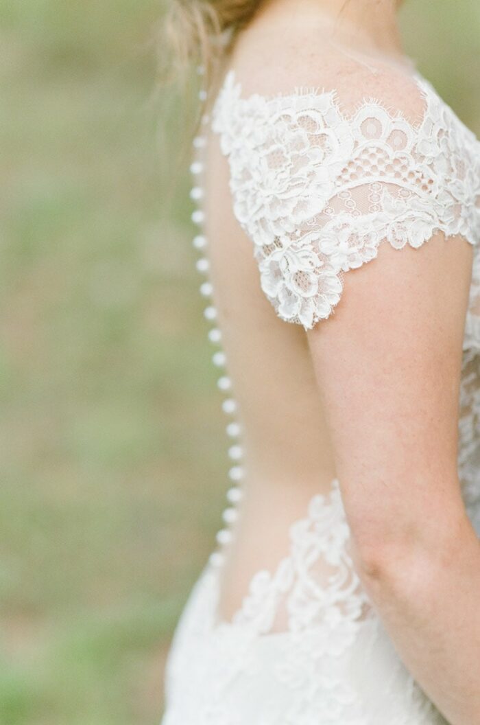Buttons on the back of a wedding dress