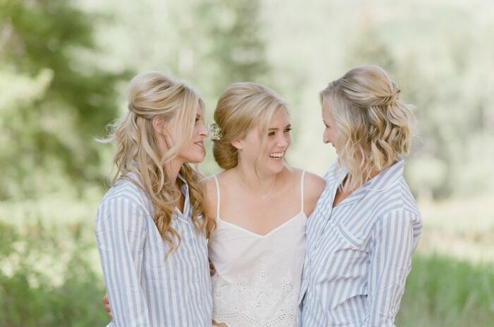 Bride and bridesmaids getting ready for a Vail wedding at Eaton Ranch