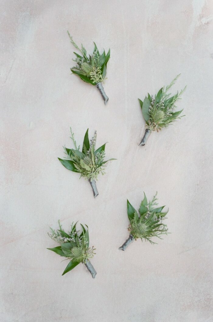Boutonnieres made of greenery