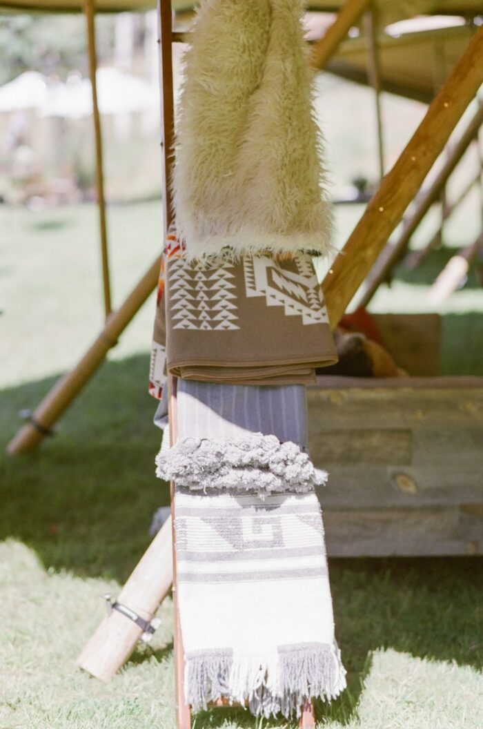 Decorative details at an outdoor wedding reception in Vail Colorado