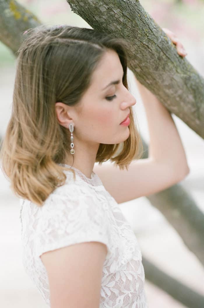 Bride To Be holding a tree branch At Glanum Ruins In Provence