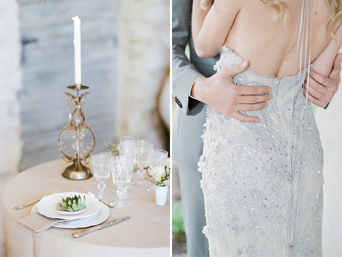 Engagement Dress Details with floral ornaments and sequin
