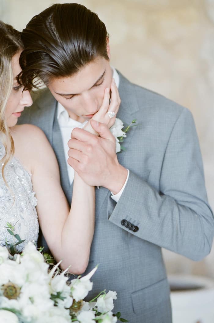Groom Kissing His Bride At Le Clos Saint Esteve