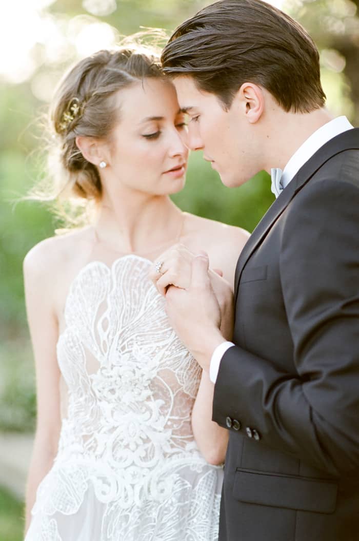 Eloping couple embracing each other
