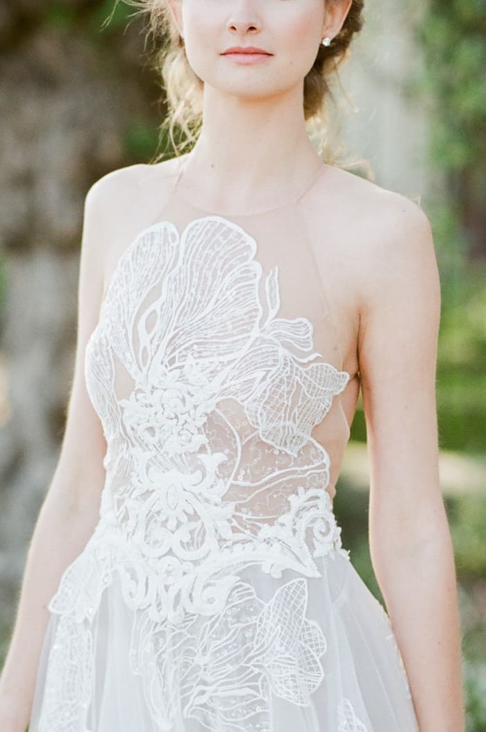 Wedding Dress Details Of Musat Official featuring soft tulle, lace elements, and unique illusion bodice