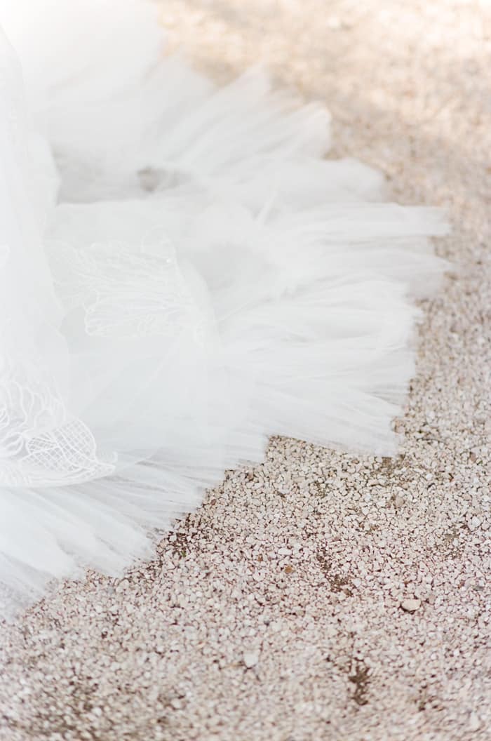 Bottom part of Wedding Dress on gravel