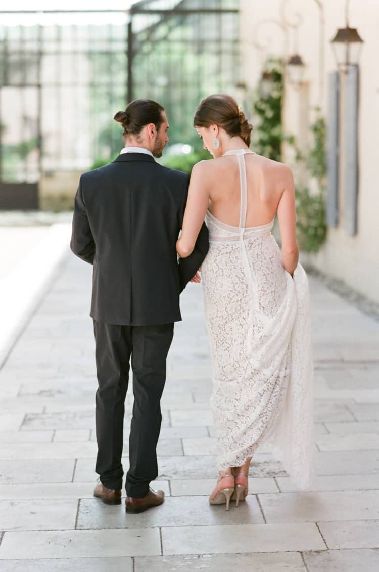 Wedding Couple Walking at Domaine de Manville In Provence