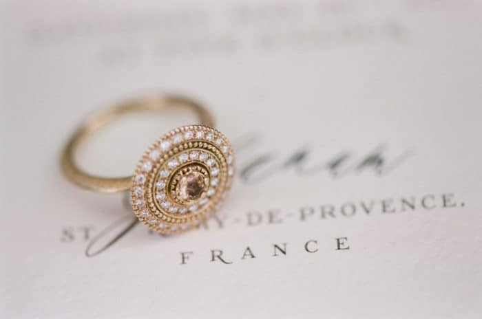 Closeup of engagement Ring At Domaine De Manville In Provence