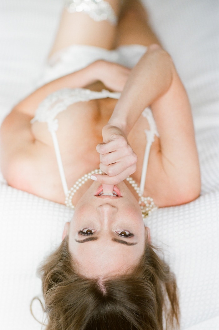 Elegant bridal boudoir portrait in Colorado