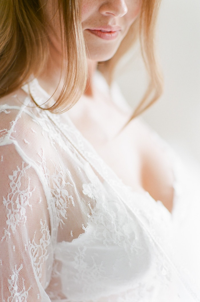 Closeup of lace bra