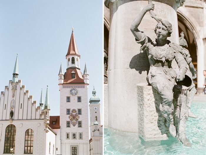 Courtyard and fountain in Munich Germany