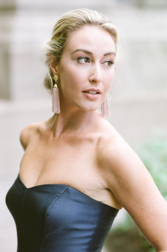 Closeup portrait of Bride to be in Chicago during engagement session