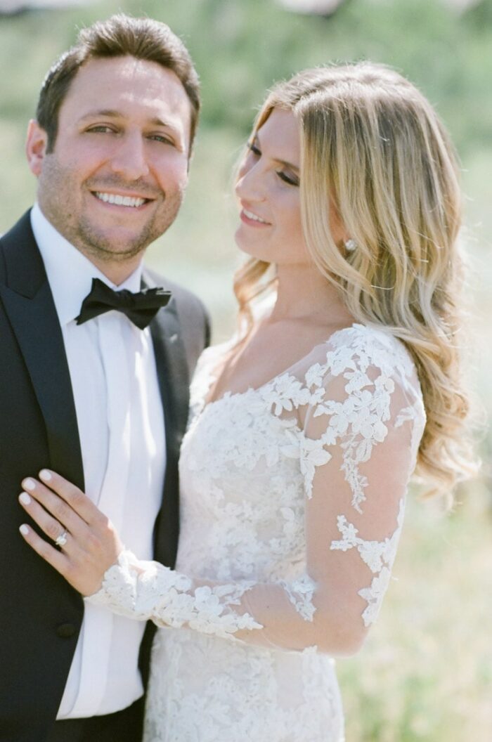 Smiling and happy wedding couple