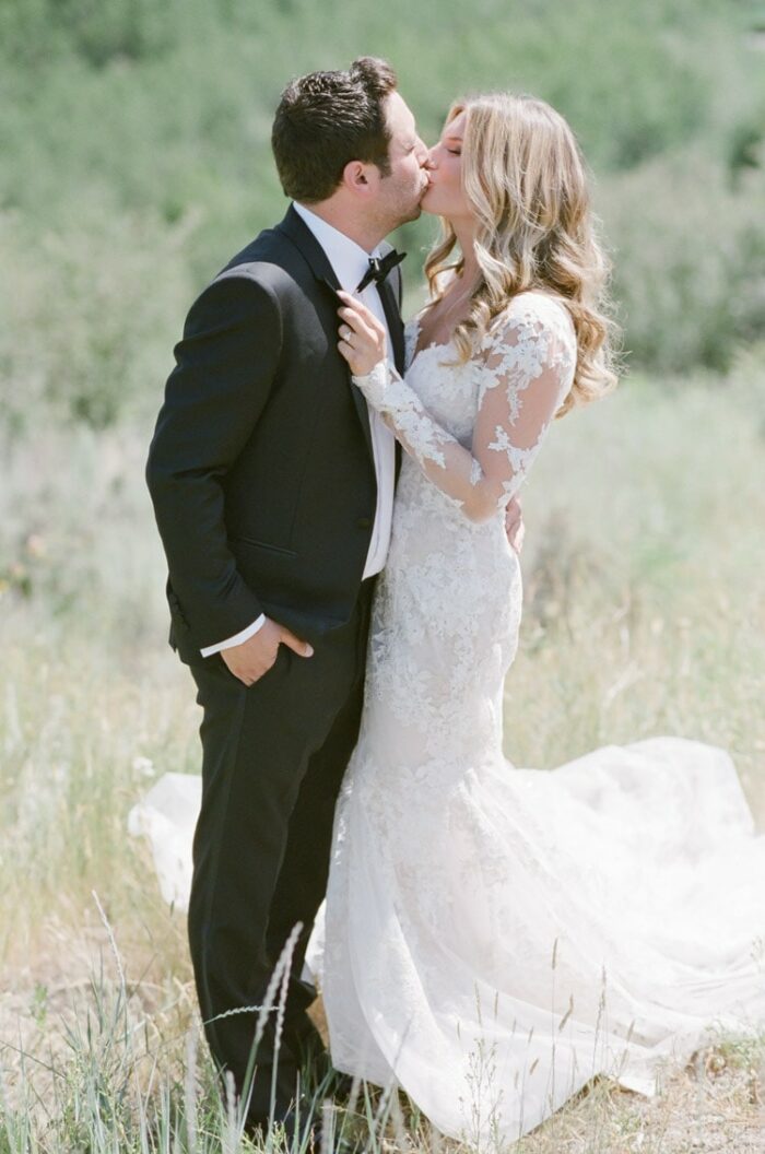 Marriage couple kissing in Colorado