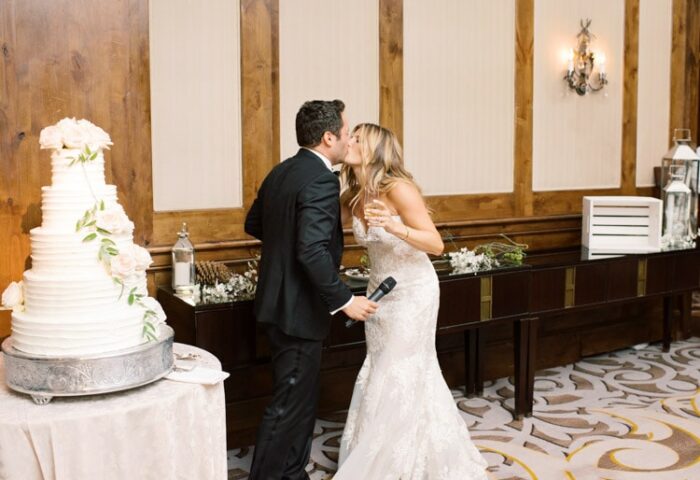 Kissing at first cut of the cake