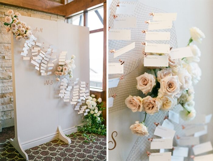Elegant elements of place card wall