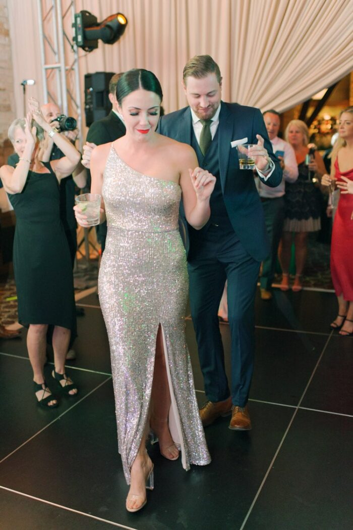 Newly married couple dancing