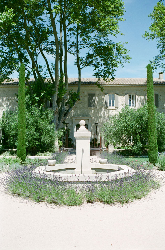 Water fountain in front of builing