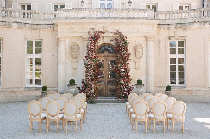 Destination wedding ceremony in France at Château Martinay