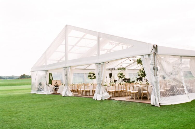 Large white tent set-up in Chicago