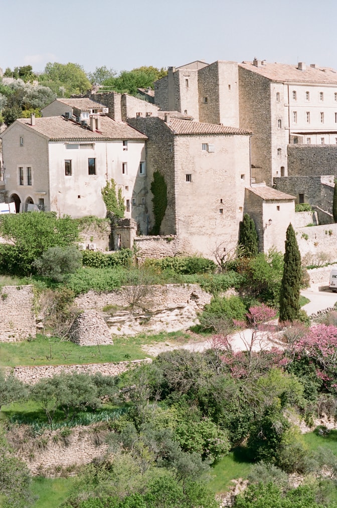 Closeups of medieval buildings in the Provencal village of Gordes