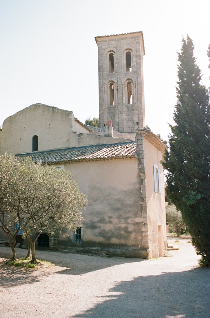 Church of Venasque in Provence during sunset