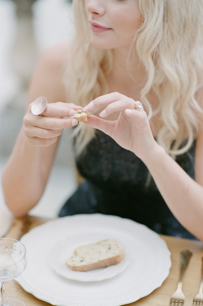 Closeup of luxury modern designer engagement rings by Michaela Roemer