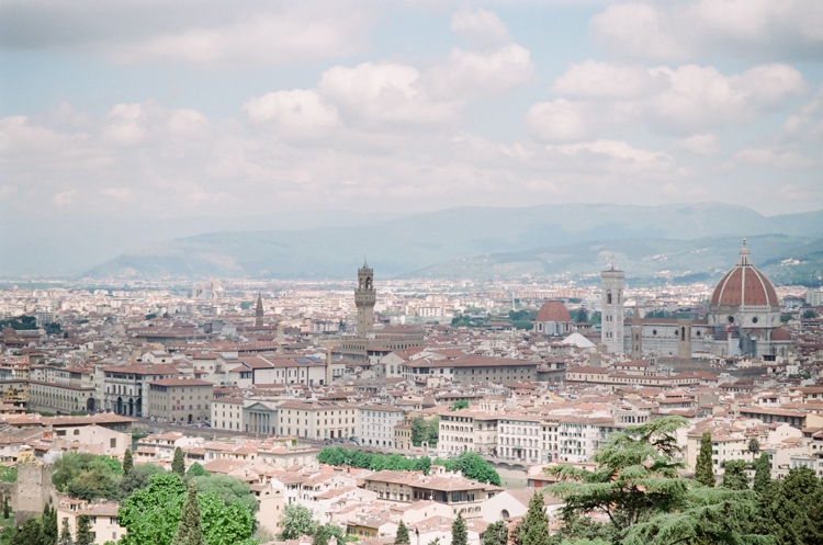 Image overlooking Florence in Italy with the Cathedral and Palazzo Vecchio in sight