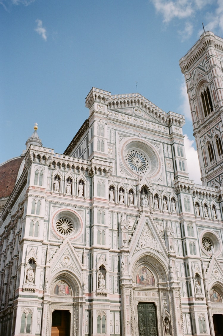 Front side of the Cathedral in Florence with its marble tiles