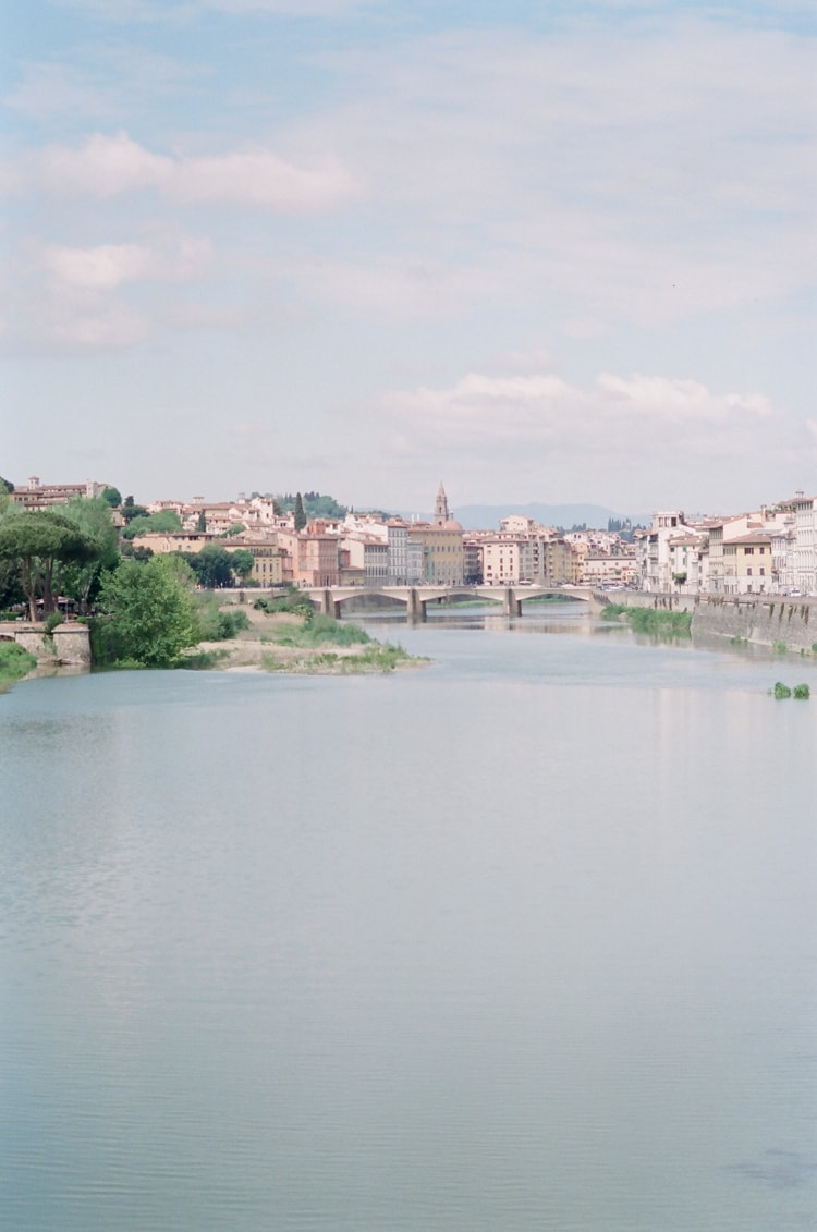 Bridge in Florence and the Florence city behind this bridge