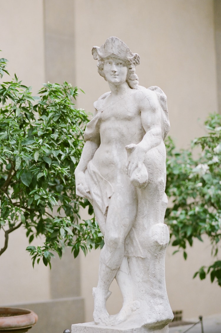 Statue in the garden of Palazzo Medici Riccardi in Florence Italy