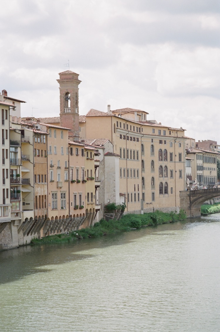 River Arno in Florence with its surrounding buildings close to Ponte Vecchio