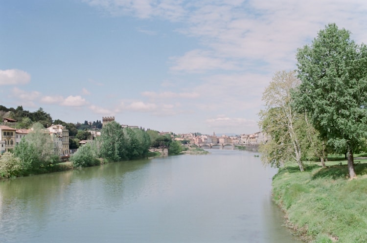 River Arno with the city of Florence in Italy