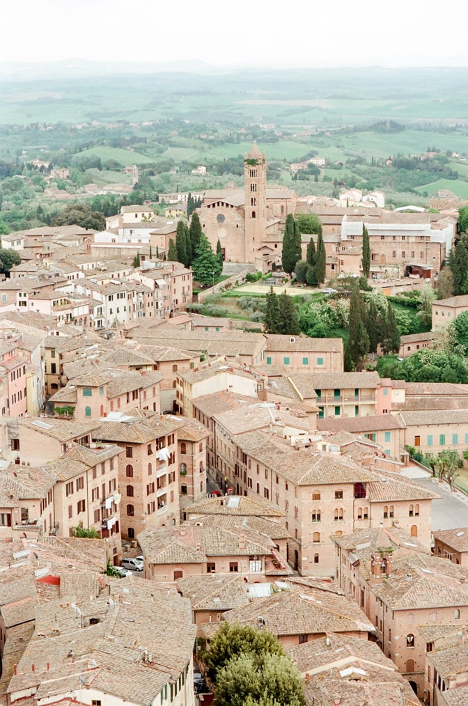 Brown-colored houses in Siena Italy