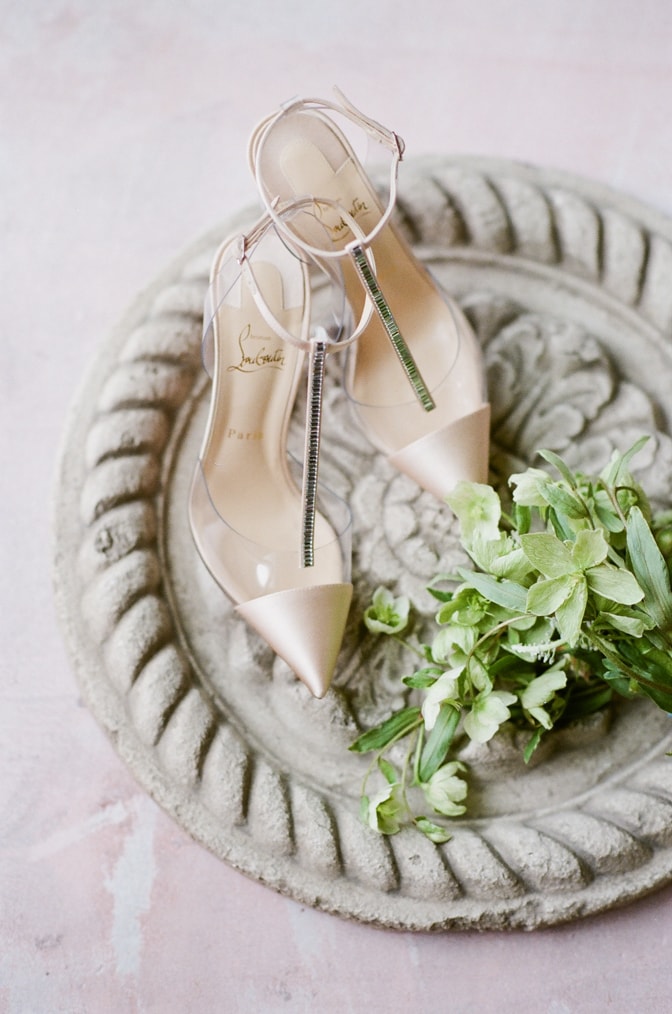 Luxury wedding shoe of Louboutin in blush