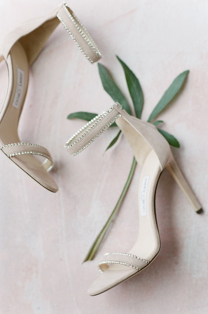 Luxury Jimmy Choo shoes in blush with crystals