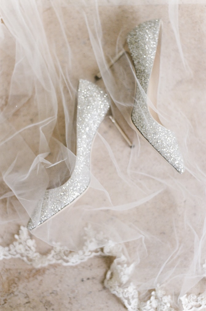 Luxury silver Jimmy Choo wedding shoes