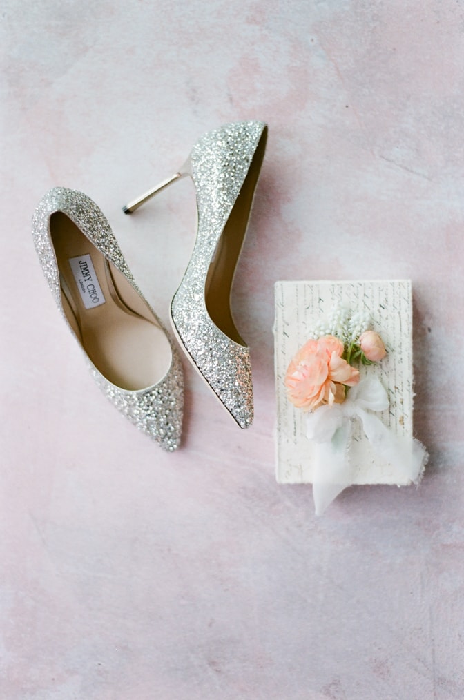 Luxury silver glitter Jimmy Choo wedding shoes